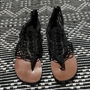 Black zip up sandals